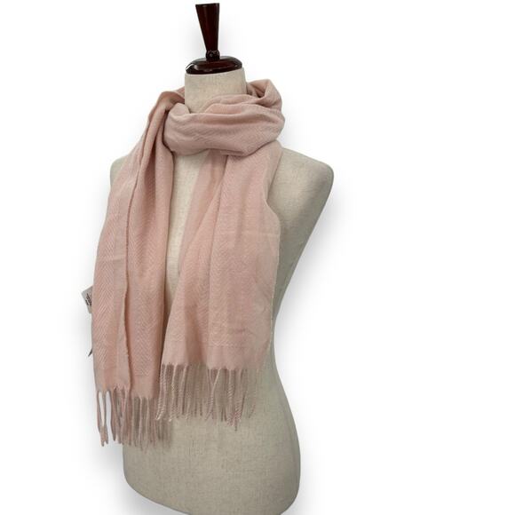 NEW Style & Co Light Pink Fringe Scarf Oblong Rectangle Solid Knit Warm & Cozy - Picture 14 of 14